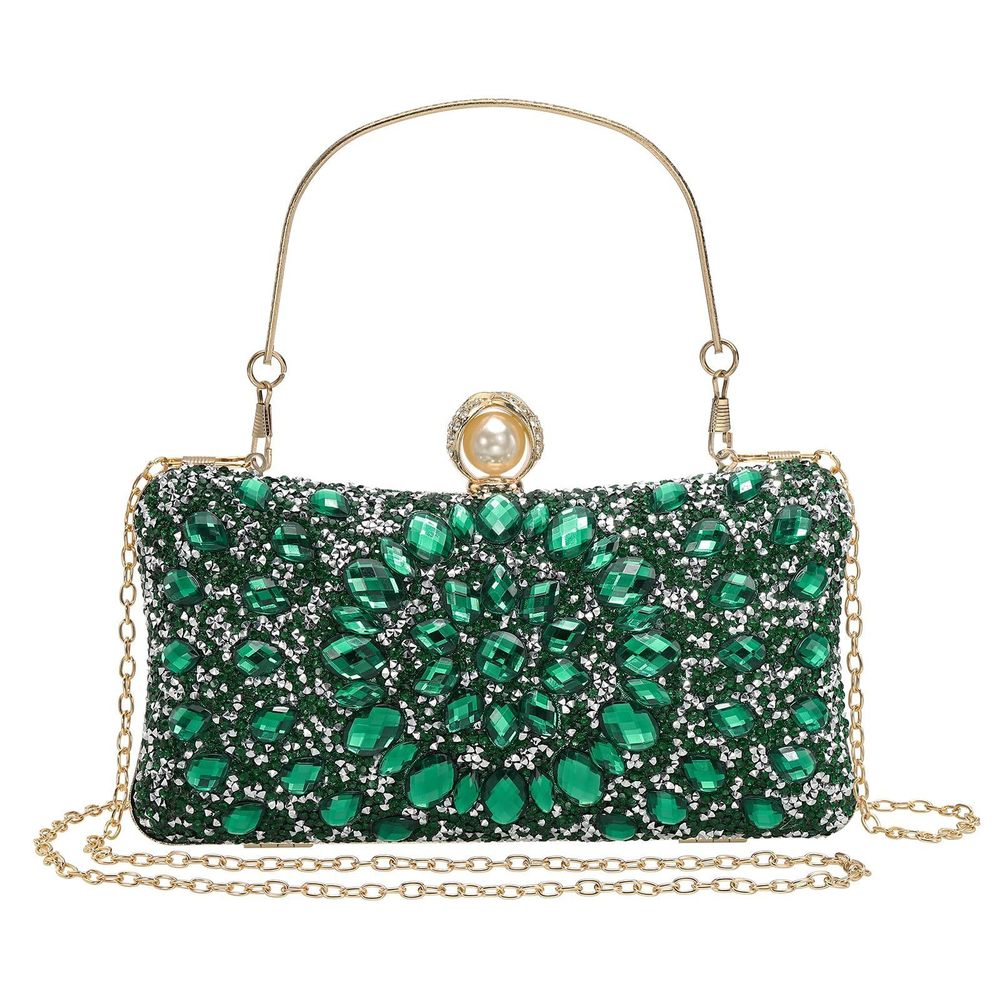 Uxcell Sparkly Green Rhinestone Clutch for Weddings & Parties
